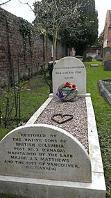 Grave of George Vancouver, St Mary's parish church, Petersham