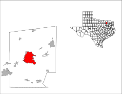 Location of Greenville in Hunt County, Texas