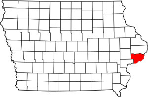 Map of Iowa highlighting Scott County