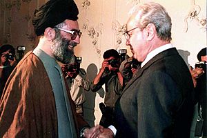 President Ali Khamenei and Javier Pérez de Cuéllar