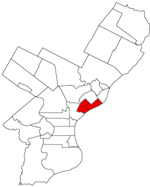 Map of Philadelphia County, Pennsylvania highlighting Richmond District prior to the Act of Consolidation, 1854