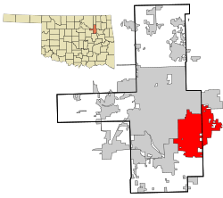 Location within Tulsa County and the state of Oklahoma