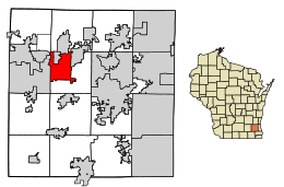 Location of Delafield in Waukesha County, Wisconsin.