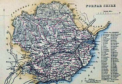 ANGUSSHIRE (Forfarshire). Civil Parish map