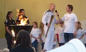 Cambridge Olympic cauldron Iwan Thomas