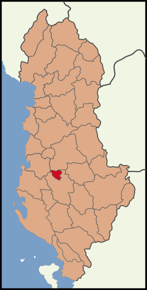 Map showing the district within Albania