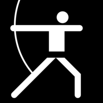 Archery pictogram white (1972 Summer Olympics style)
