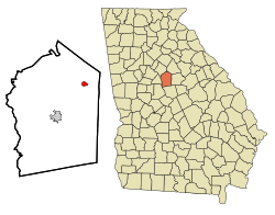 Location in Jasper County and the state of Georgia