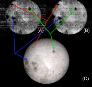 Luna 3 grainy photo restoration and comparison with LRO