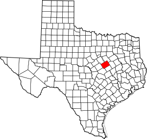 Map of Texas highlighting McLennan County