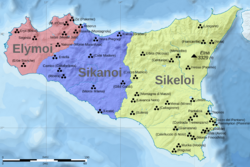 Sicily prehellenic topographic map