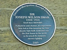 Sir Joseph Swan blue plaque