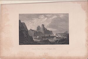 Tantallon Castle Coast Haddingtonshire 1844 Cadell Antique Print Waverley Novels