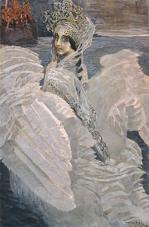 Tsarevna-Lebed by Mikhail Vrubel (brightened)