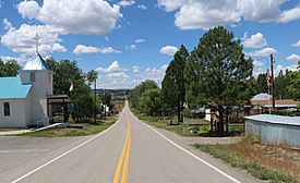 County Road 329 and the Allison Community Presbyterian Church