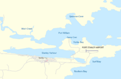 Map showing the Port Stanley area