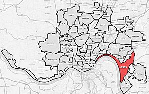 East End (red) within Cincinnati, Ohio