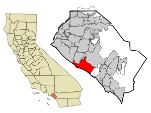 The southeast portion of the red area (City of Newport Beach) is the location of Newport Coast in Orange County