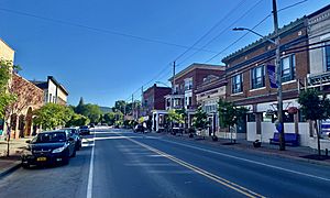 South Main Street in the village center, as seen in June 2021