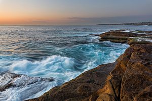 Unrest Sea During Sunrise In Sydney