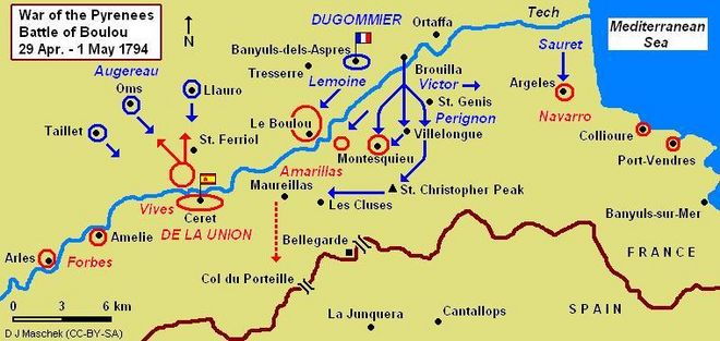 Battle of Boulou 1794 Map