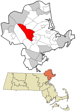 Location in Essex County and the state of Massachusetts.