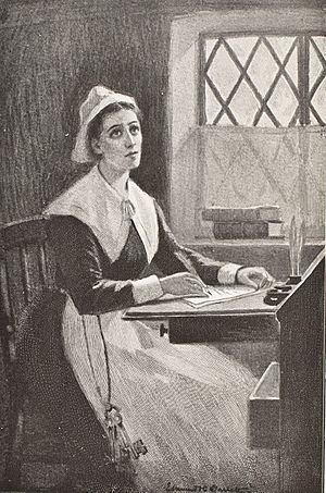 Nineteenth century depiction of Anne Bradstreet by Edmund H. Garrett.  No portrait made during her lifetime exists.