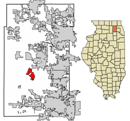 Location of Elburn in Kane County, Illinois.