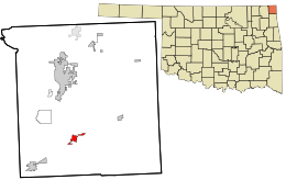 Location within Ottawa County and the state of Oklahoma