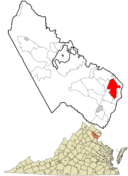 Location in Prince William County and the state of Virginia.