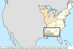 Map of the change to the United States in central North America on April 7, 1798