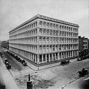 A.T. Stewart's Retail Store, Broadway and 10th Street, from Robert N. Dennis collection of stereoscopic views cleaned