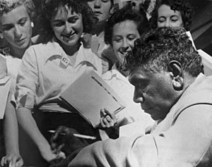 Albert Namatjira signing autographs