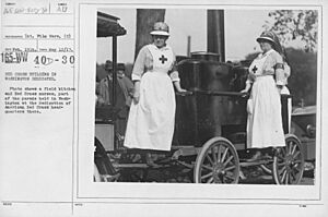 American Red Cross - War Work - Red Cross Building in Washington dedicated. Photo shows a field kitchen and Red Cross nurses, part of the parade held in Washington at the dedication of American Red Cross headquar(...) - NARA - 20803272