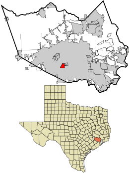 Location in Harris County and the state of Texas