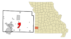 Location within Jasper County and Missouri