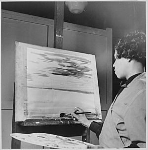 Lois Jones, artist at work - NARA - 559228