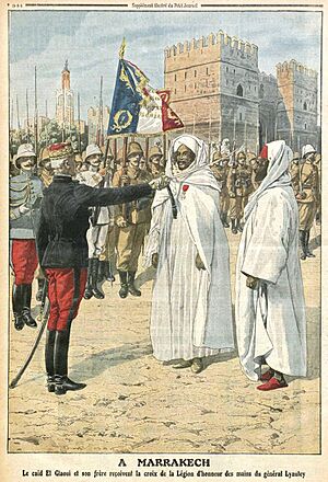 Lyautey decorates El Glaoui brothers at Marrakesh (1912, Le Petit Journal)