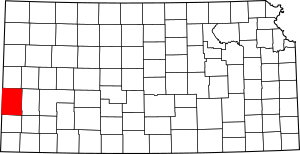 Map of Kansas highlighting Hamilton County