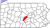 State map highlighting Mifflin County