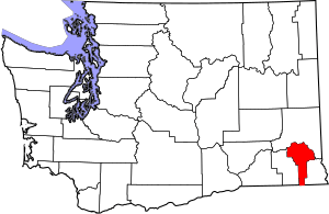 Map of Washington highlighting Garfield County