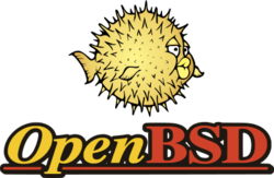 OpenBSD Logo - Cartoon Puffy with textual logo below.svg