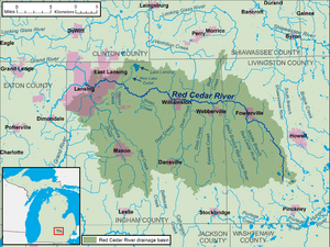 Red Cedar River Michigan map.png