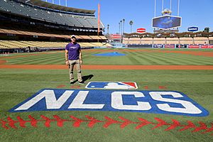 Rocking purple, Billy Bean supports -SpiritDay at Dodger Stadium. (30337931592)