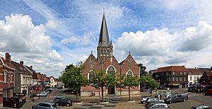 Zomergem: Market Place and St Martin's church