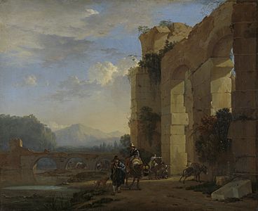 Ezeldrijvers bij een Italiaanse ruïne Rijksmuseum SK-C-89