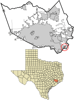 Location in Harris County and the state of Texas