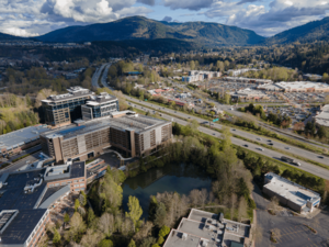 Aerial view of Issaquah from the northwest