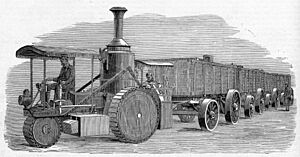 Kath. Illustratie 1869-1870 nr 44 p.352 Thomson road steamer with charcoal wagons