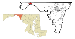 Location of Hancock in Maryland and in Washington County